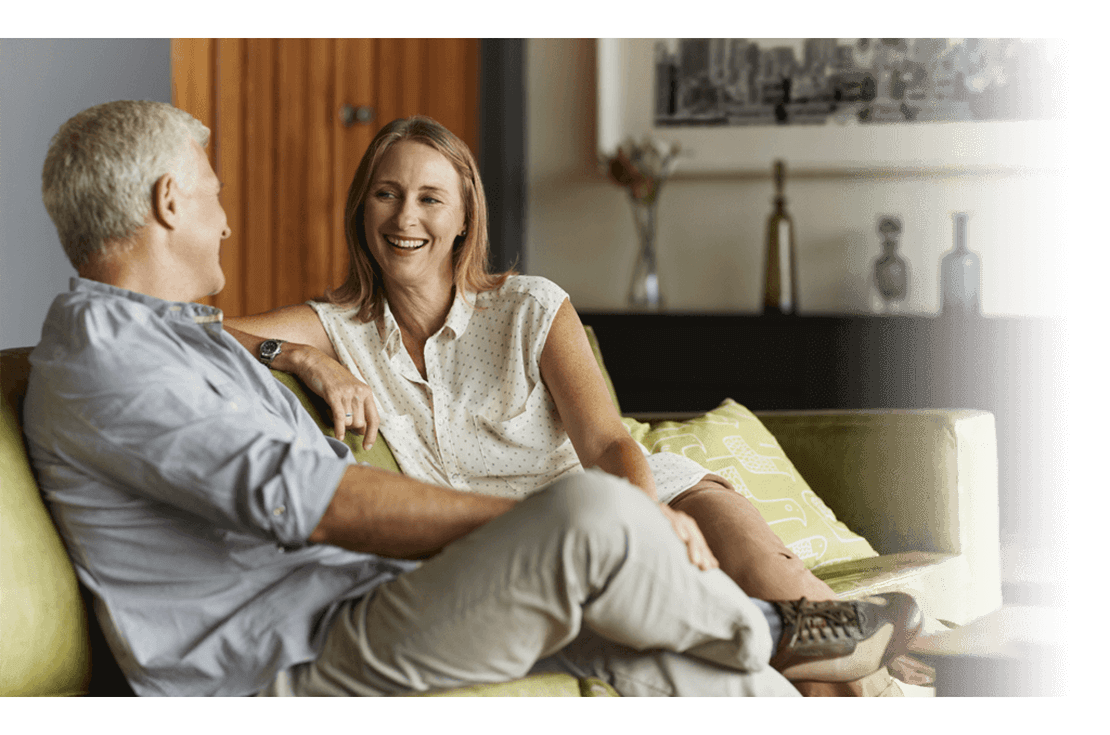 Couple spending leisure time in living room